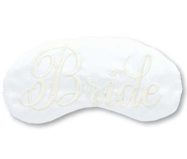 Bridal Satin Sleep Mask White on White Embroidered Eye Mask for the Bride Wedding Shower Gifts Honeymoon