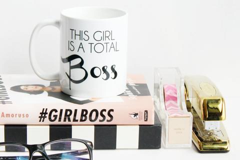 This Girl is a Total Boss / black and white coffee mug