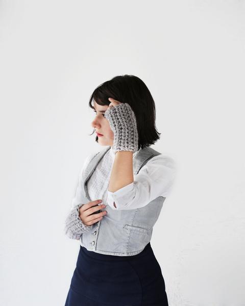 The Rhea Chunky Knit Gloves- Grey