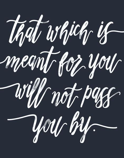 Meant For You // navy white painted lettering quote print