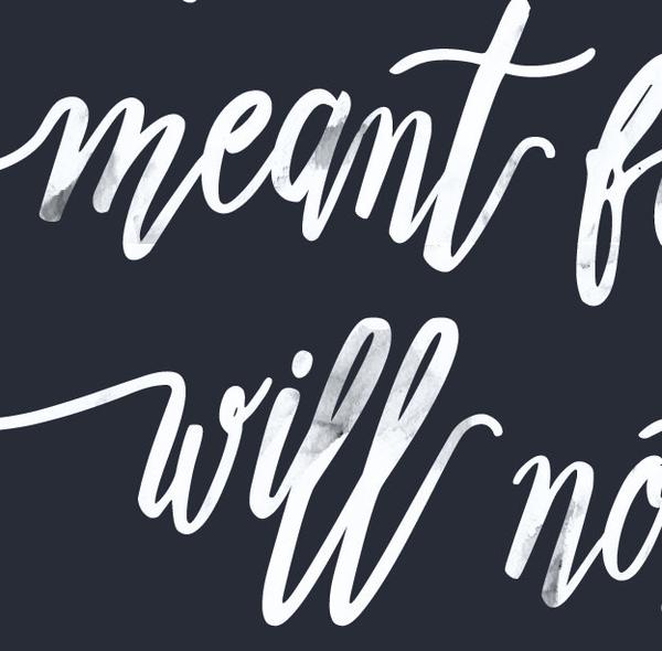 Meant For You // navy white painted lettering quote print
