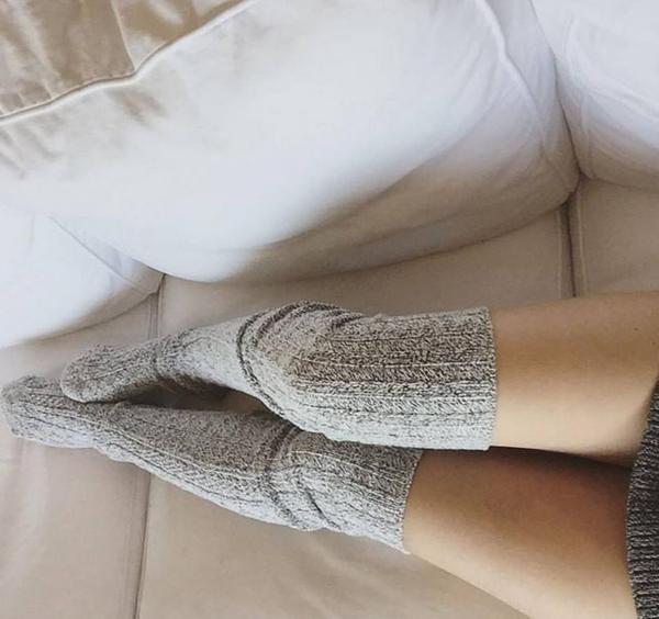 Salt N Pepper Marled Cable Knit Thigh High High Socks