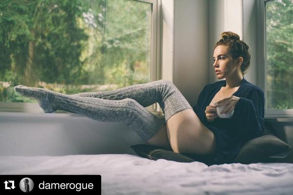 Salt N Pepper Marled Cable Knit Thigh High High Socks