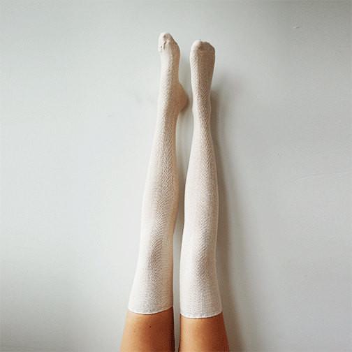 Ivory Thigh High Socks