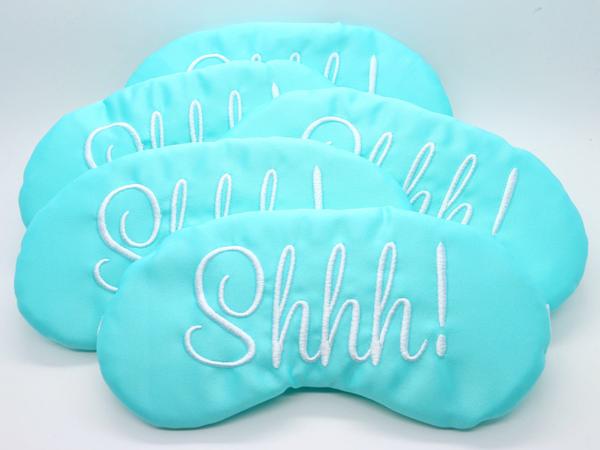 Shhh! Sleep Mask Slumber Party Favors Travel Eye Mask Robin's Egg Blue Embroidered